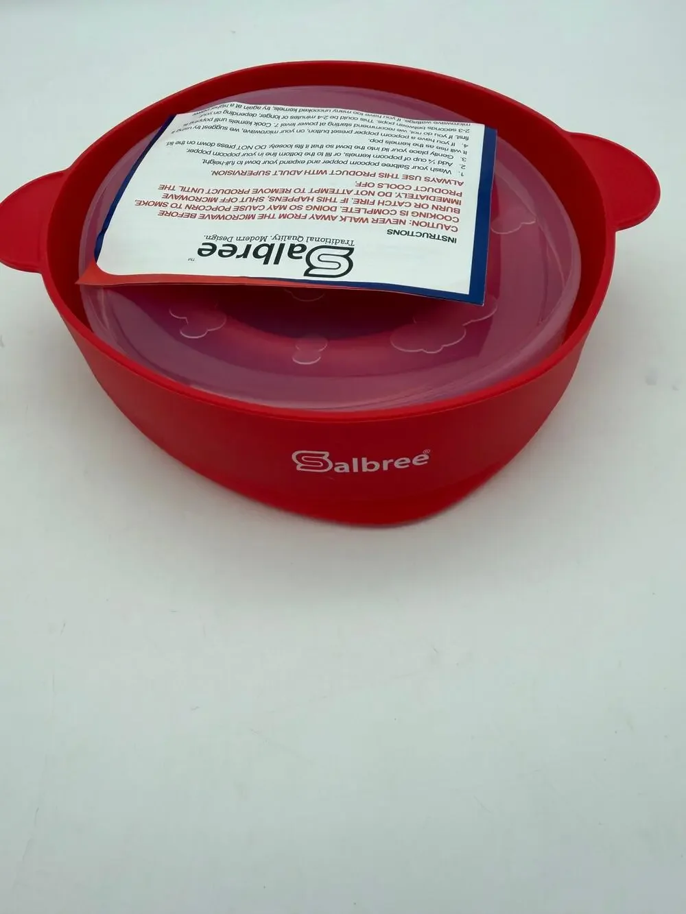 The Original Salbree Microwave Popcorn Popper Silicone Collapsible Bowl Red New